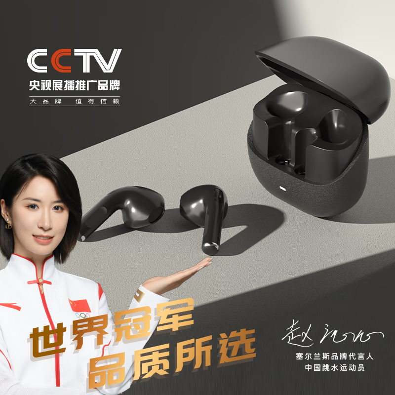 塞尔兰斯潮流时尚真无线半入耳蓝牙耳机 黑色