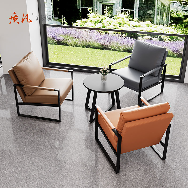 质凡咖啡厅沙发椅桌组合酒店沙发商用休闲椅 单人位*3+小圆桌*1[颜色备注]高清大图