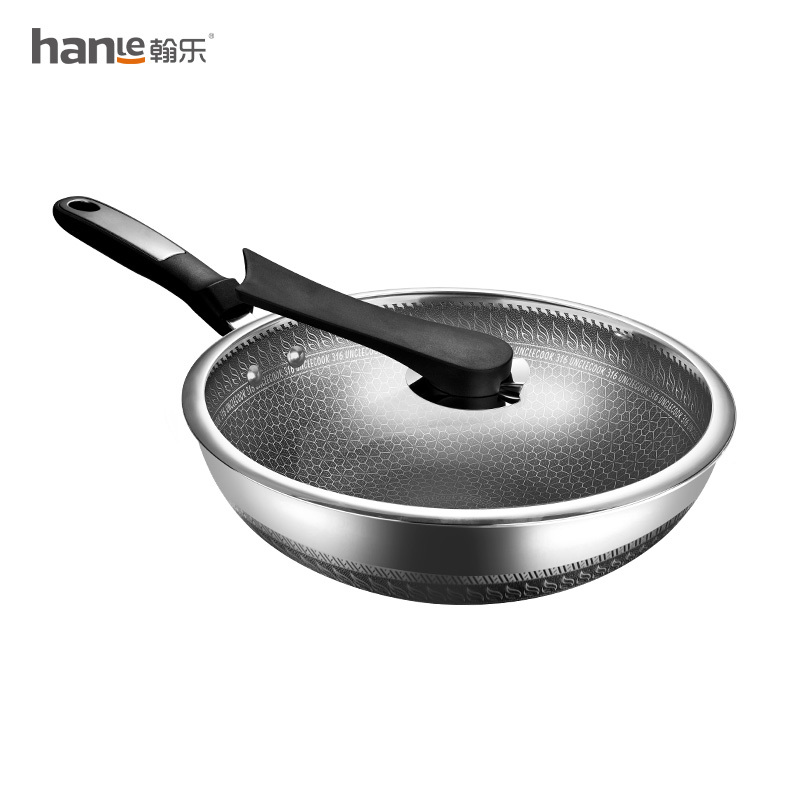 翰乐(hanle)炒锅316L双面屏实惠款带普通盖32CM HL-F02!