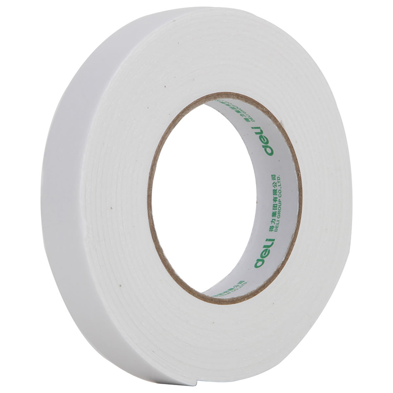 得力30412强力高粘度EVA泡棉双面胶带 24mm*5y*2.5mm 12卷袋装 白色