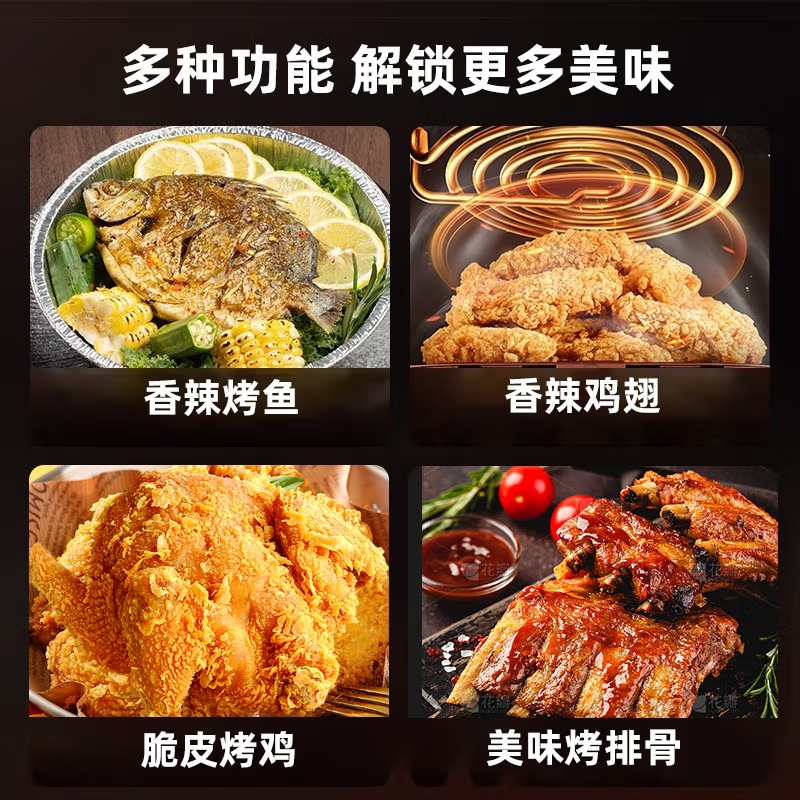 美的空气炸锅家用新款可视4.5L大容量电炸锅多功能全自动免翻面薯条机高清大图