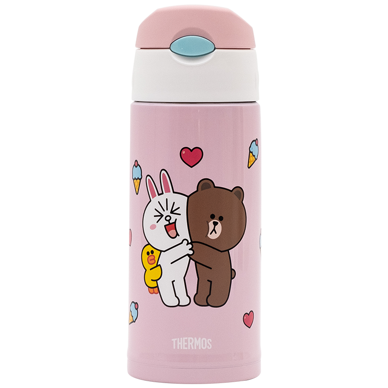 膳魔师（THERMOS）孕婴童保温杯FFG-603WF-LF002儿童吸管杯带杯套双盖大容量水杯多功能保温壶600ML