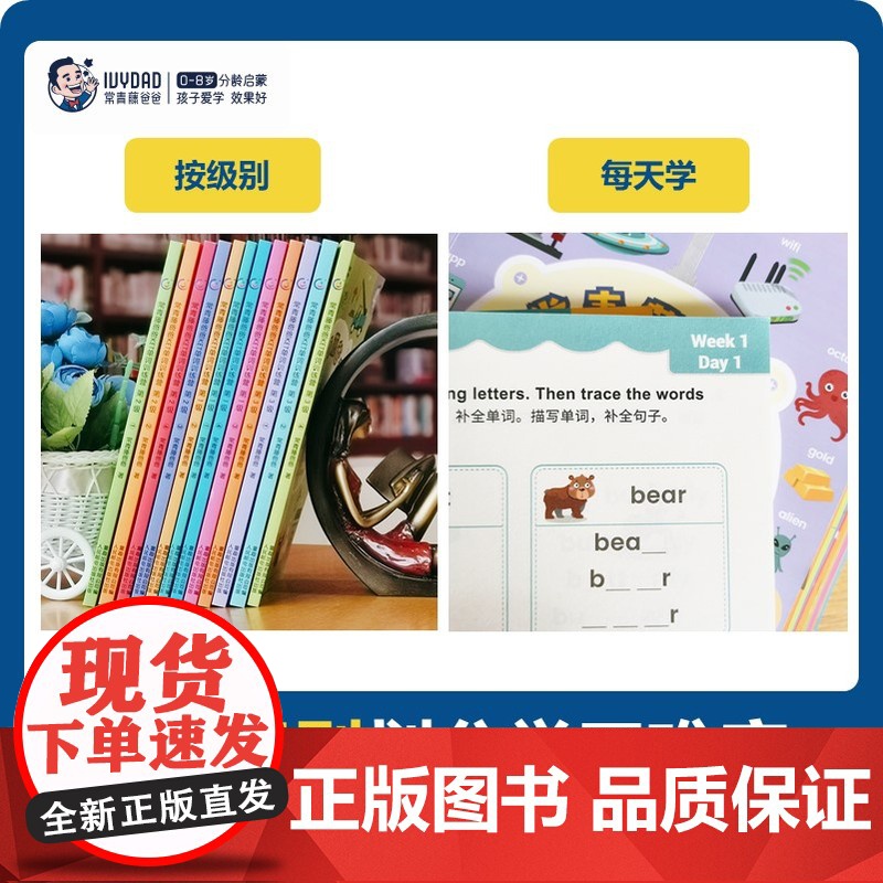 常青藤爸爸KET单词训练营第1/2/3级全套12册儿童英语绘本英文分级阅读幼儿园小学生一二年级单词书卡片记背神器幼儿英语高清大图