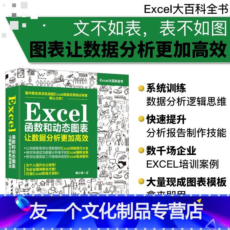 [友一个正版] Excel函数和动态图表 让数据分析更加高效 Excel表格制作 office办公自动化软件教程书图片