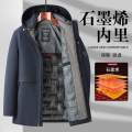 啄木鸟石墨烯男士棉服冬季上衣男款新款加厚保暖棉袄棉衣冬装外套 2XL 蓝色