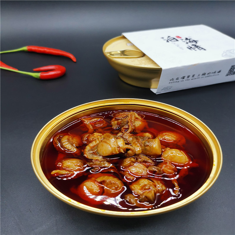 香辣小海鲜熟食即食罐装组合 150克*6 即食罐头小吃下饭菜 香辣鲍鱼扇贝肉蛤蜊肉大虾东风螺小章鱼 六罐价