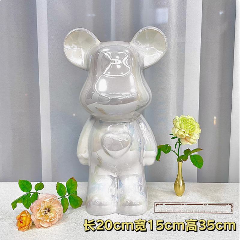陶瓷轻奢暴力熊摆件可存钱 20×15×35cm (银 金 白 蓝 粉 颜色需备注)高清大图