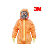 3M 4690橙色高级带帽连体防化服,M