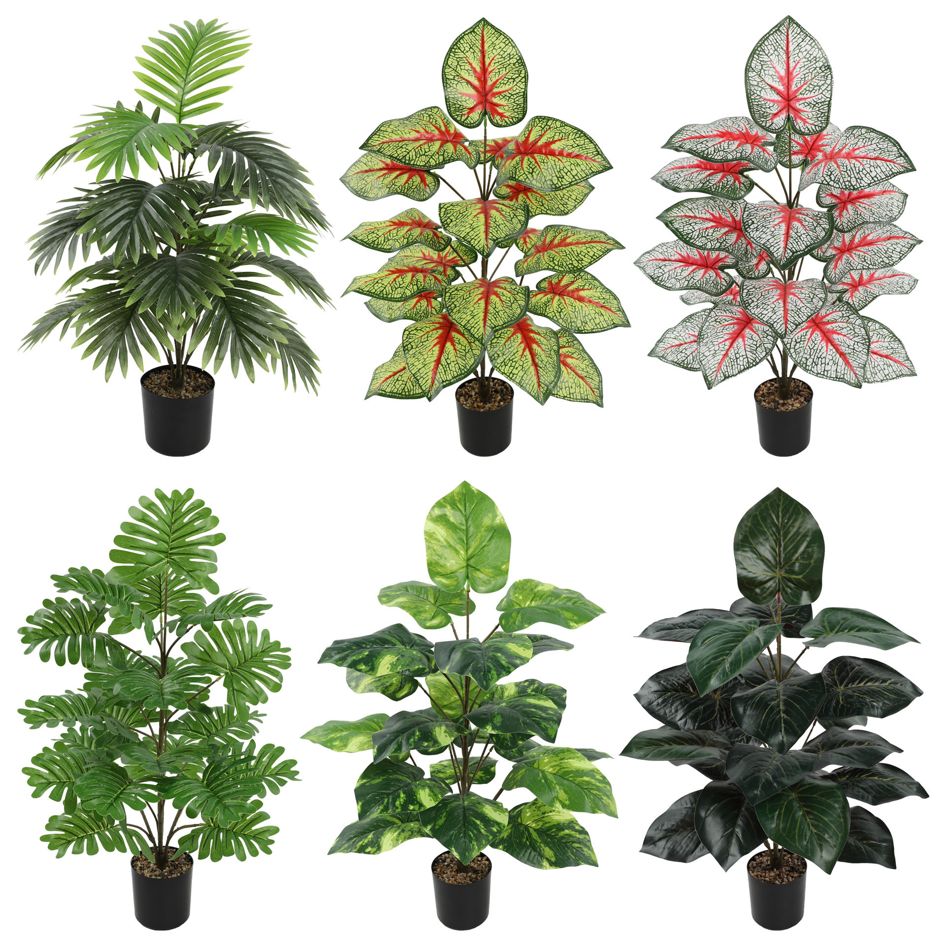 仿真绿植铁树叶盆栽龟背叶植物装饰假花室内摆件66-70厘米-四头21叶全绿仙芋盆栽