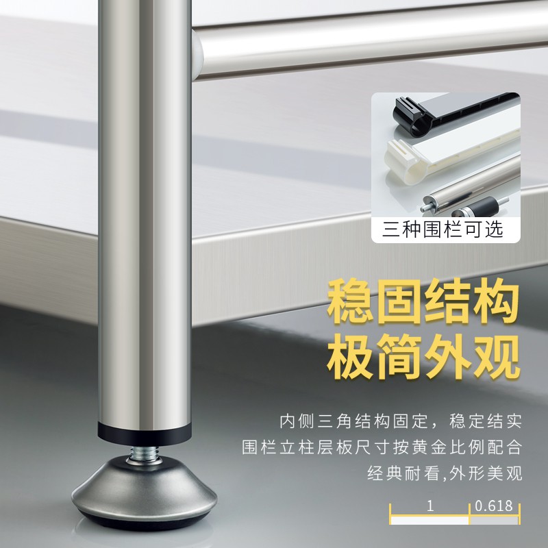 不锈钢厨房置物架落地多层收纳架家用微波炉架子放锅烤箱储物架柜收纳层架 三维工匠高清大图
