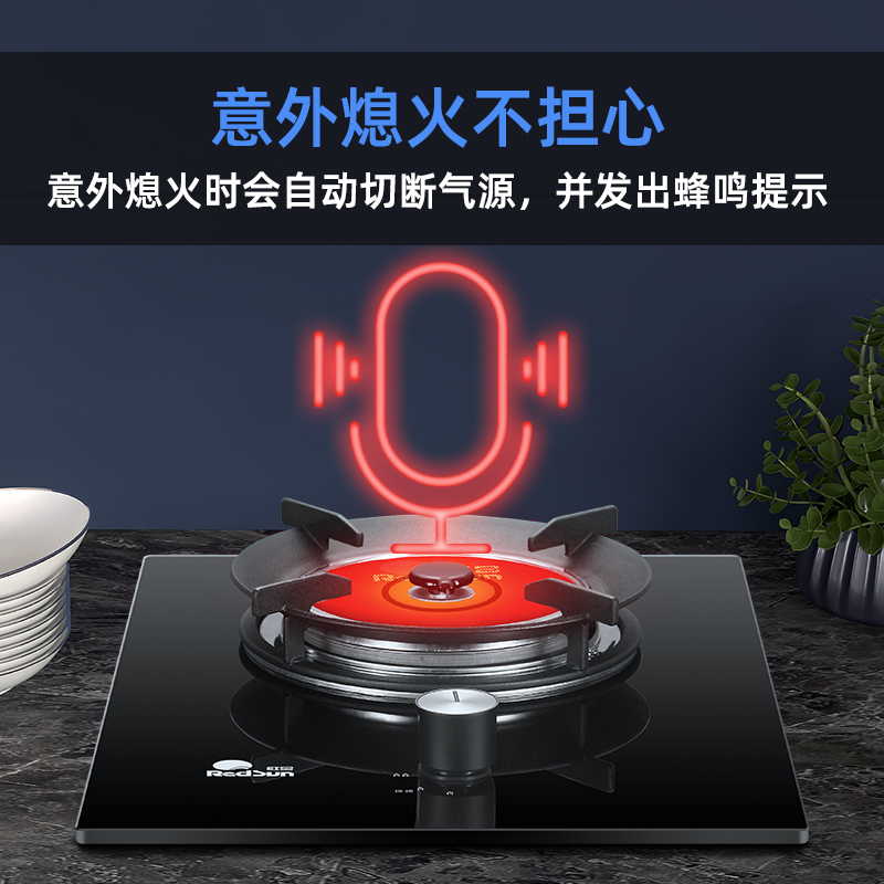 红日(RedSun)红外线燃气灶单灶家用煤气灶天然气灶台嵌两用灶具炉具节能省气EM118B 天然气高清大图
