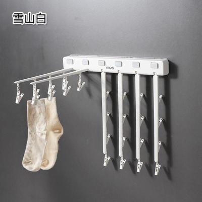多功能衣架家用阳台晾挂晒儿童收纳伸缩折叠免打孔凉内衣袜子神器 雪山白. 1个