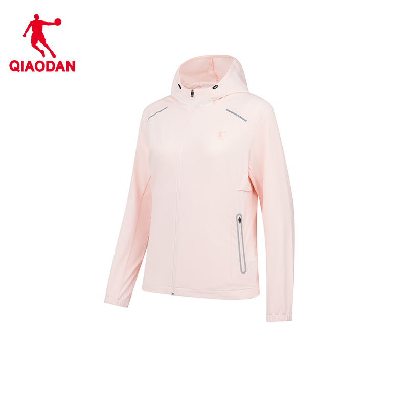 乔丹梭织风衣女春季新款女士防风户外骑行垂钓连帽夹克外套女 KFD32251149清雅粉 XXL
