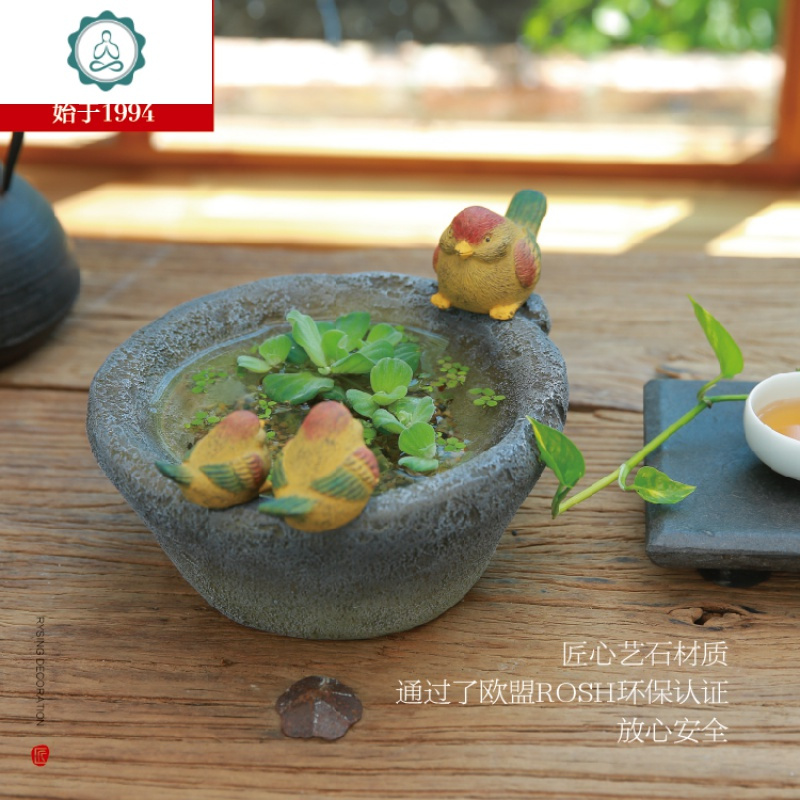 小鸭动物造景盆栽花盆庭院花园装饰摆件盆景景观家居饰品 封后 0026小猫花盆-好奇猫(大)