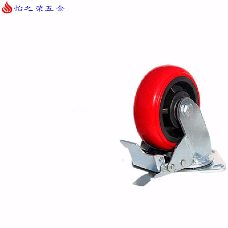 4寸5寸6寸8寸静音聚氨酯轮万向轮脚轮轮子平板车手推车轮重型轮子 万向带刹车 4寸