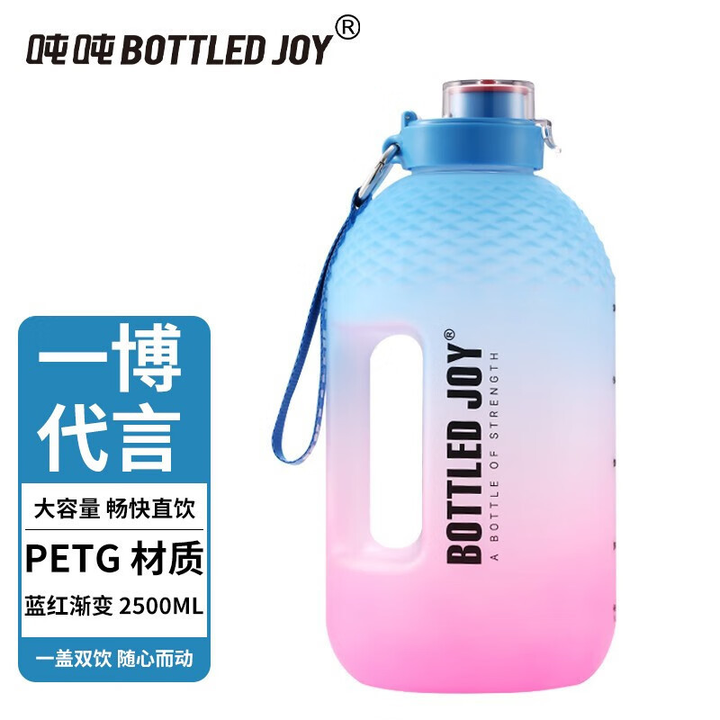 吨吨 吨吨桶 网红大肚杯子女明星运动水壶水杯大容量顿顿桶 菠萝款蓝红渐变2.5L