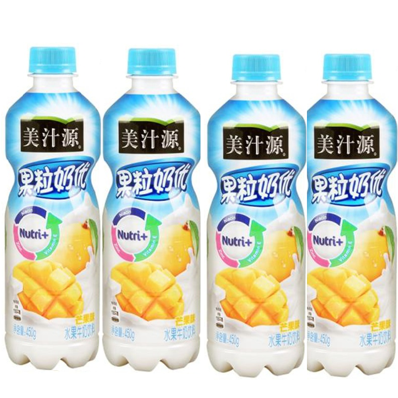 美汁源果粒奶优芒果味水果牛奶饮料450g*4