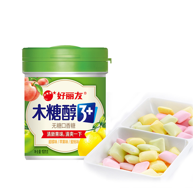 好丽友新木糖醇3+超檬/苹果/蜜桃101g*2 新老包装交替发货中