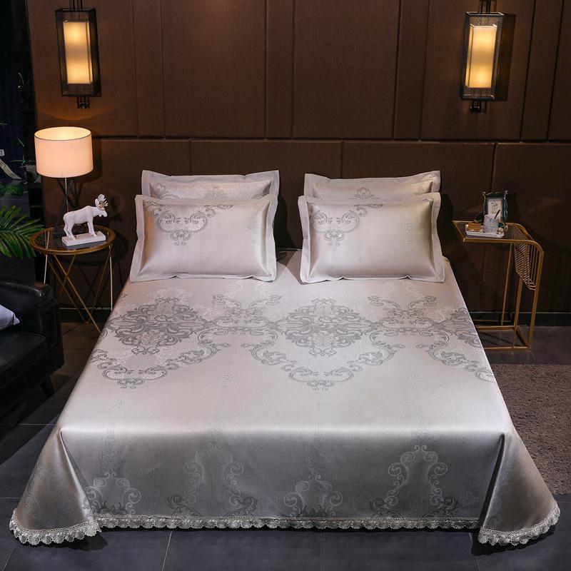 家柏饰(CORATED)提花粗冰丝凉席三件套丝滑冰丝席可水洗机洗折叠空调软席夏季席子 灵动金 1.5m（5英尺）床