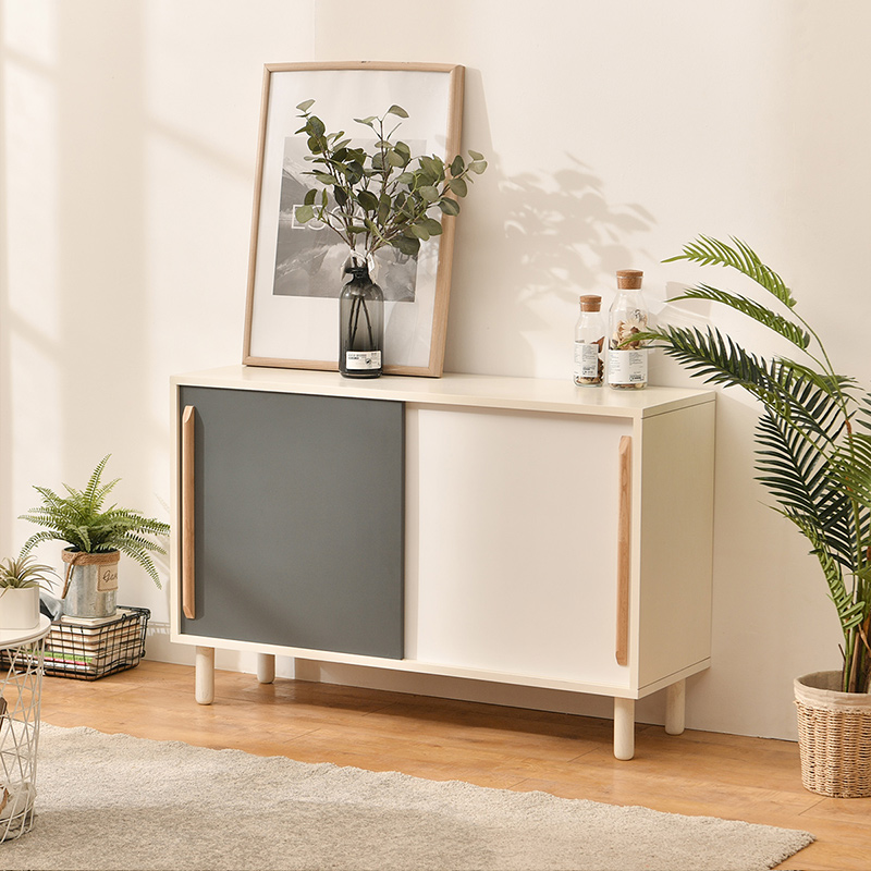 柜多功能现代简约收纳柜客厅边柜酒柜推拉门储物柜木质矮柜小柜子家用