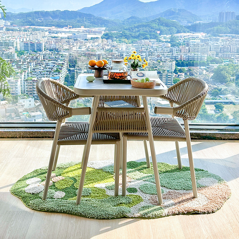 紫叶阳台桌椅藤椅茶桌椅组合小户型家用休息区休闲椅网红一桌二椅高清大图