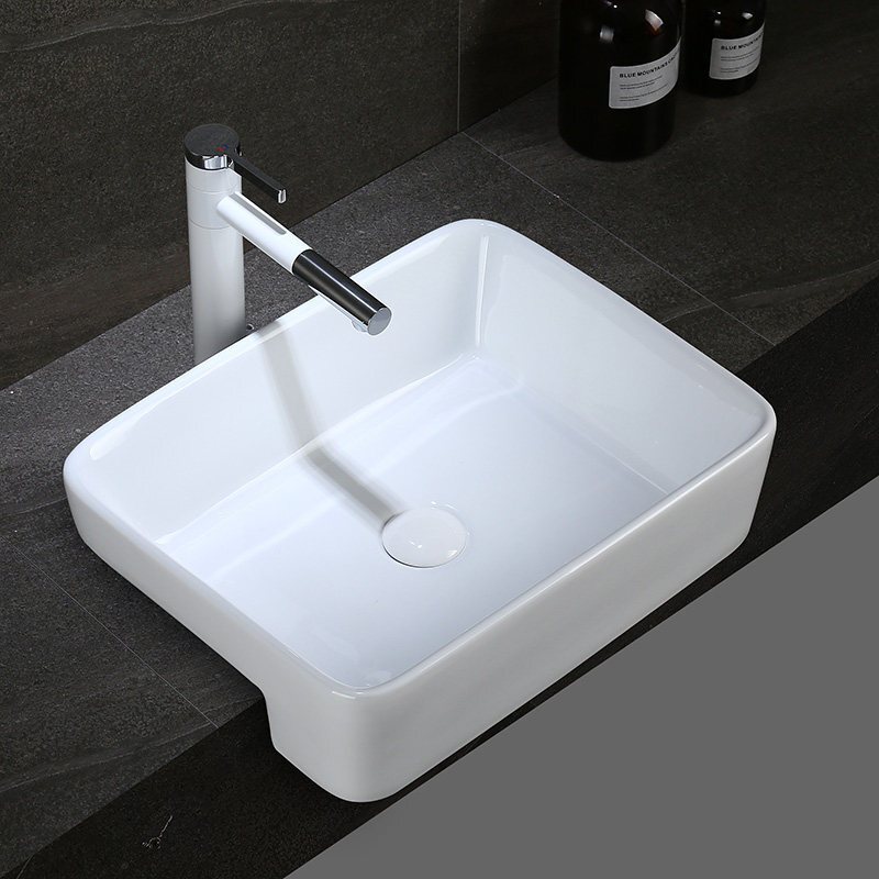 半挂式洗手盆台上盆半嵌入式台中盆窄宽小台面台盆洗脸洗手盆安心抵