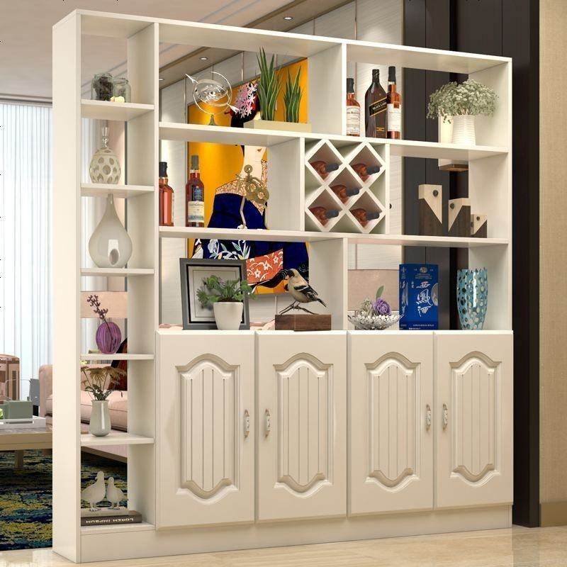 酒柜玄关柜客厅隔断柜进鞋柜简约现代酒柜屏风柜欧式简易小户型 组装_4_暖白色_框架结构