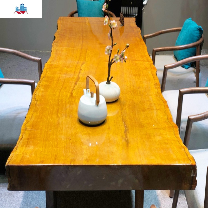 非洲金丝楠木实木大板原木茶桌1米8新中式家具老板办公桌餐桌书桌泰