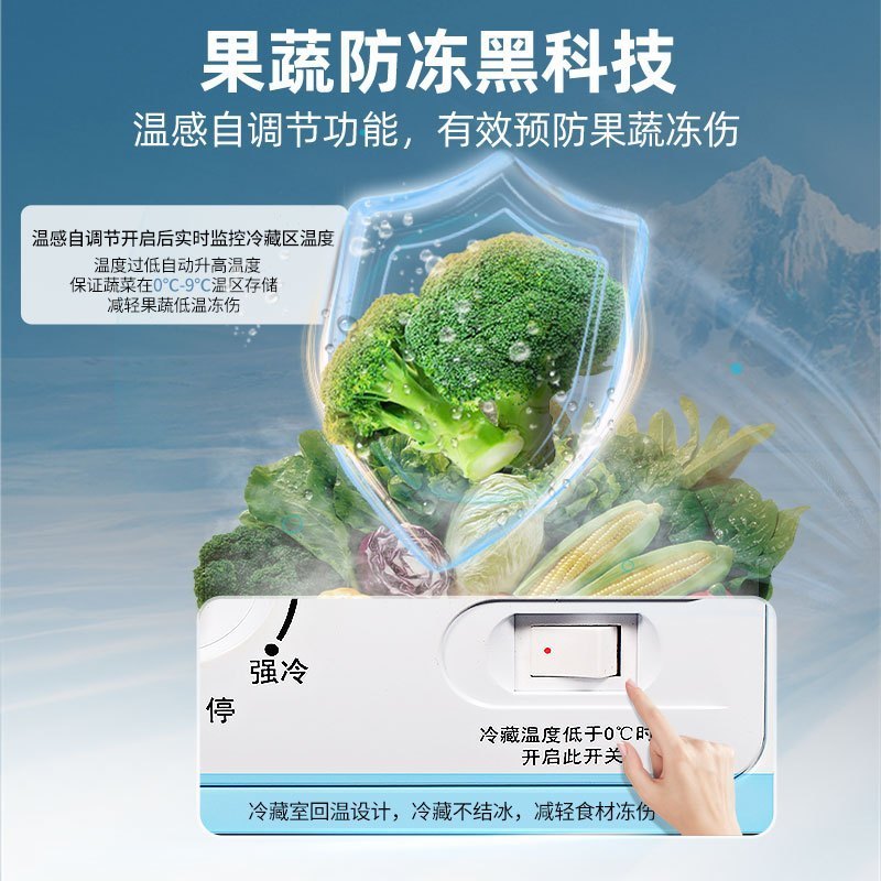 星星(XINGX) 205升 微霜商用卧式冰柜 左冷冻右冷藏卧式冰箱 顶开门双温双箱减霜80%冷柜BCD-205G-E
