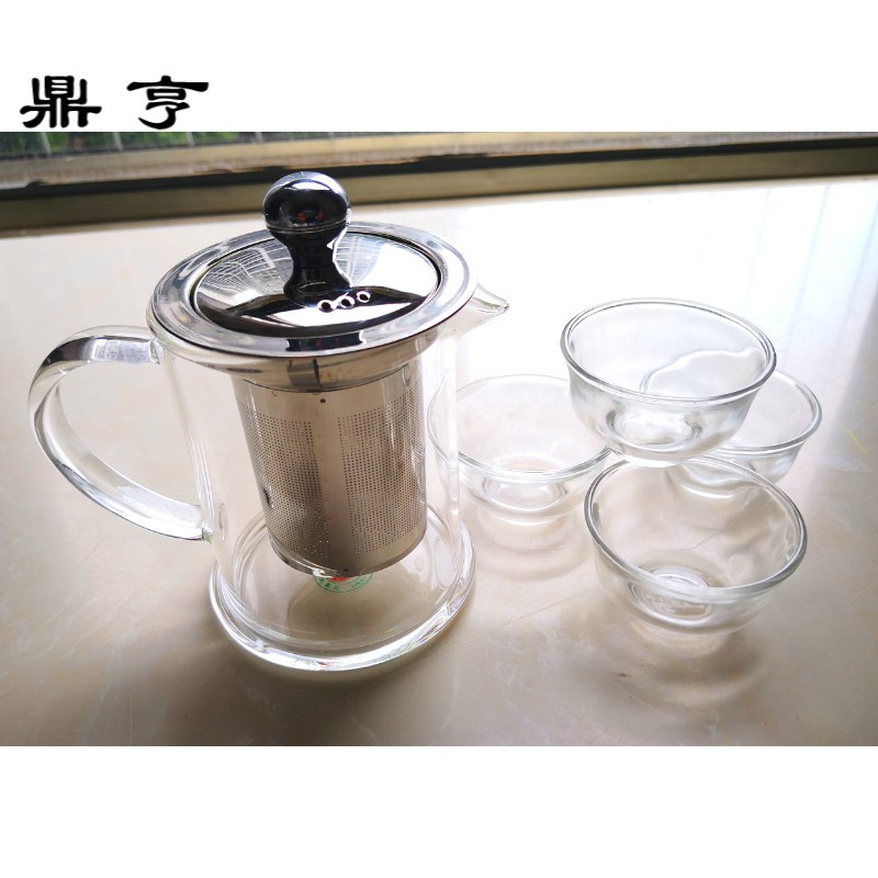 鼎亨耐热玻璃茶具功夫茶绿茶红茶花茶壶送小杯304不锈钢过滤网