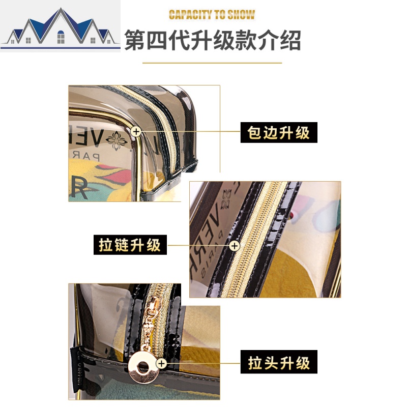 防水洗漱化妆包洗澡健身洗浴兜浴包男大容量收纳袋手提透明女便携 三维工匠收纳包高清大图