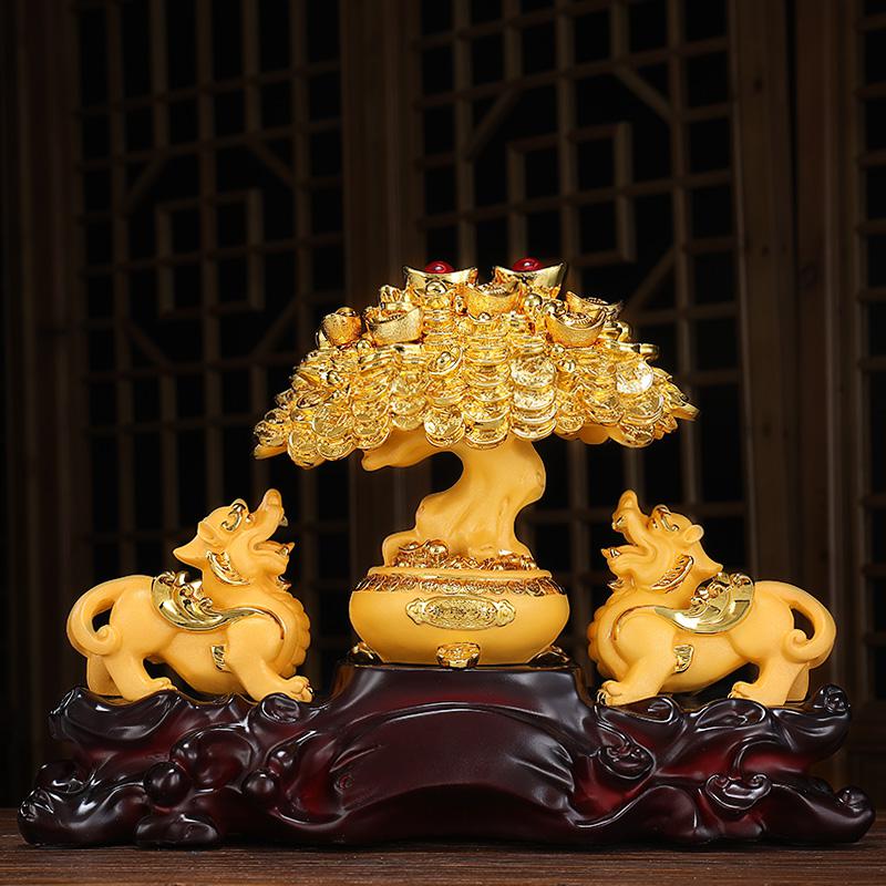 美帮汇发财树貔貅摆件玄关客厅家居书房酒柜装饰品博古架隔断房间工艺品高清大图