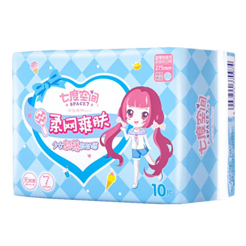 七度空间(SPACE 7)yjj- QSC7210少女10片夜用绢爽卫生巾(5包装)单位:件