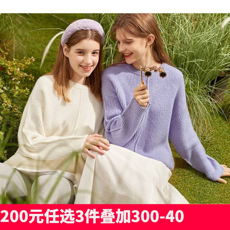 [2.5折价96元]唐狮春秋新款毛衣女设计感小众圆领宽松外穿上衣针织外套女装