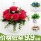 挂墙花篮仿真花套装挂壁挂饰墙挂篮假花室内吊篮墙面装饰花 小百合蓝色+3号挂