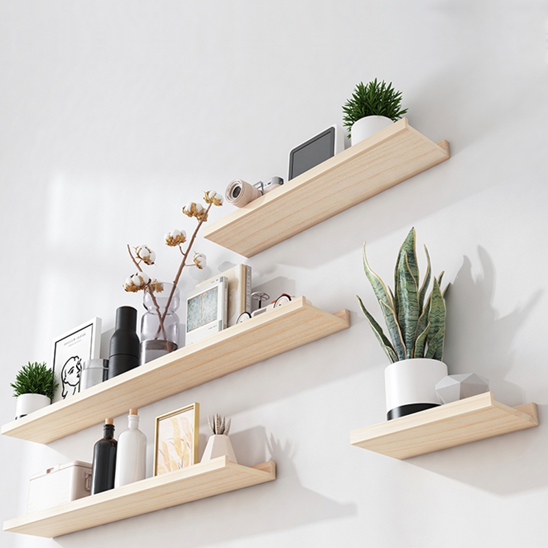 古达免打孔墙上置物架壁挂一字板客厅背景挂墙隔板墙架子创意装饰(sxj