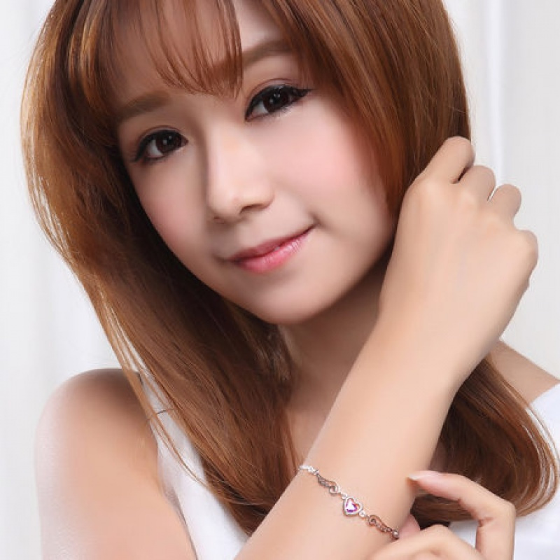 专柜正品 天使恋人之翼手链 925纯银爱心形 女士水晶女士手链包邮送女朋友老婆生日礼送女朋友七夕情人节礼物
