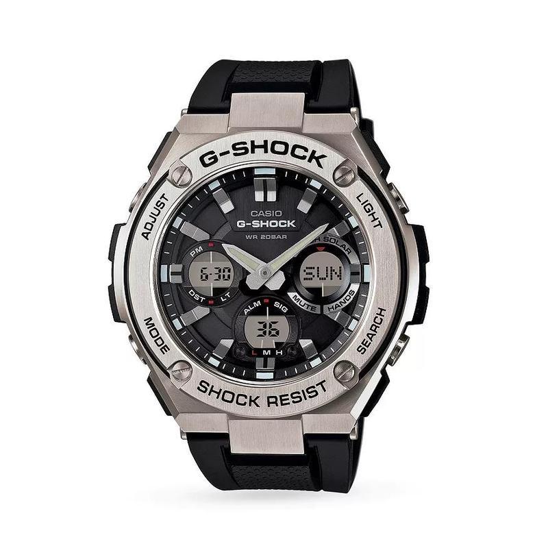 卡西欧casiogsteel经典时尚百搭简约防水抗震模拟数字黑色树脂表带59