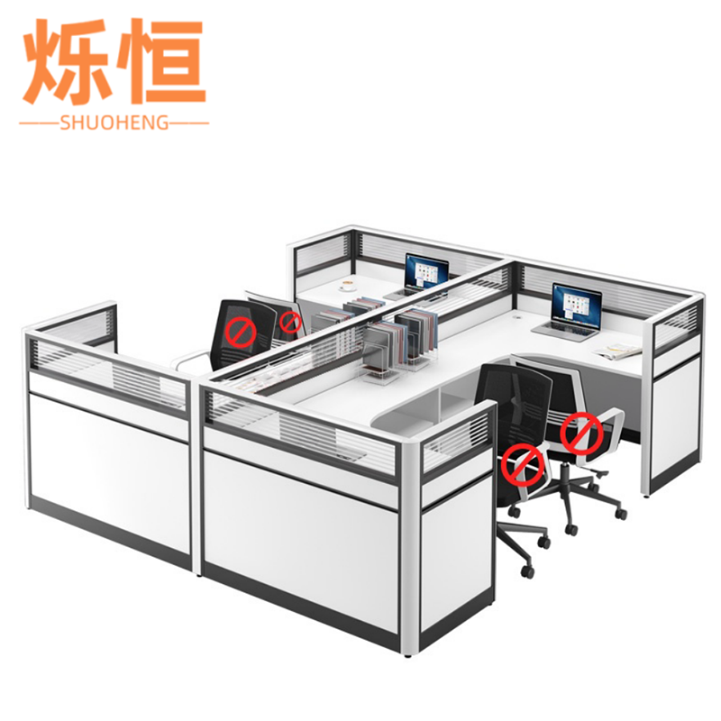 烁恒 屏风工位四人位+柜 套高清大图