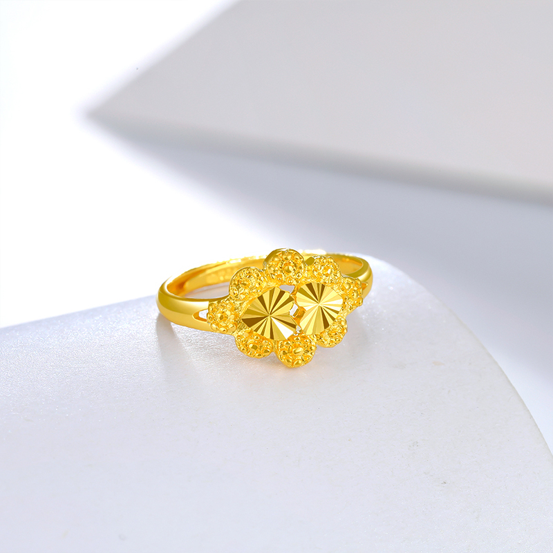 周六福珠宝黄金戒指女士款心形足金活口女戒指环手饰计价aa012637