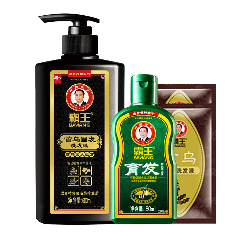 霸王首乌固发生姜防脱洗发液套装控油去屑止痒育发生发黑发洗发水 首乌600g+育发洗发水80ml