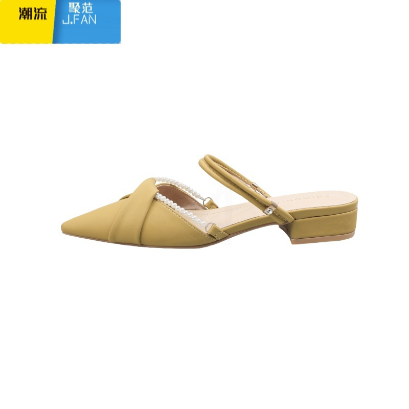 聚范法式绝美晚风低跟包头女式夏天凉鞋2024新款夏季外穿半拖尖头单鞋