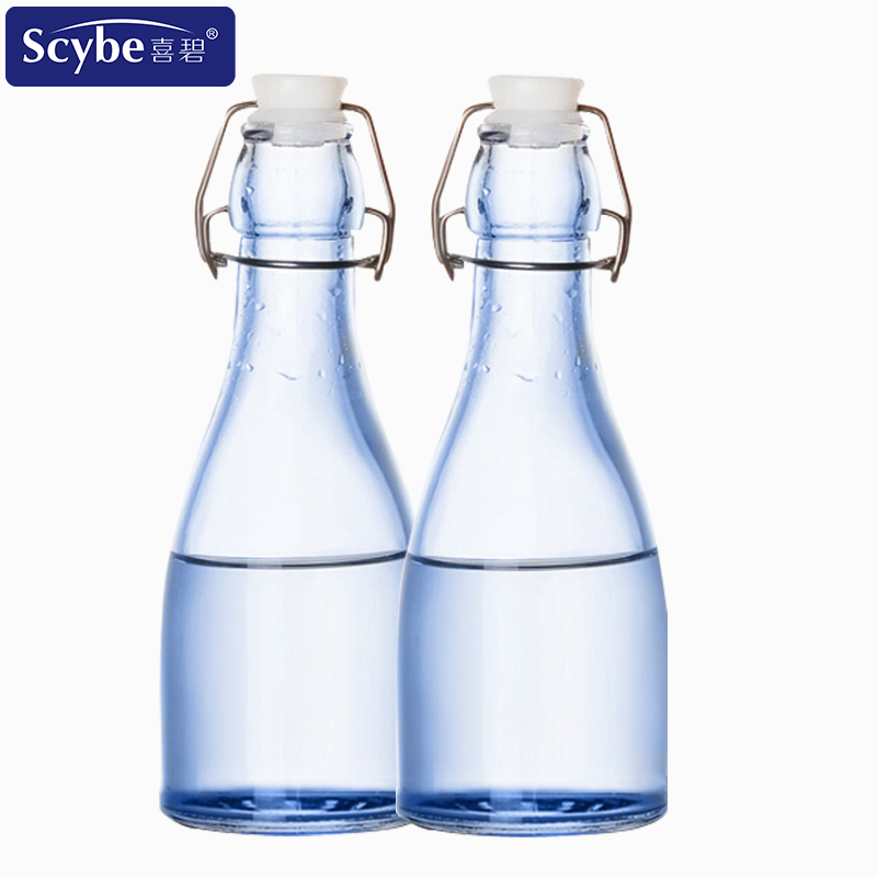 【Scybe】喜碧戈雅宝石蓝500ML玻璃瓶储物瓶酵素瓶牛奶瓶泡酒瓶红酒瓶白酒油壶密封瓶子 两只装