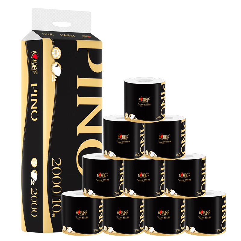 心相印品诺有芯卷纸 4层200克*10卷 水波纹压花 卷筒纸巾卫生纸厕纸