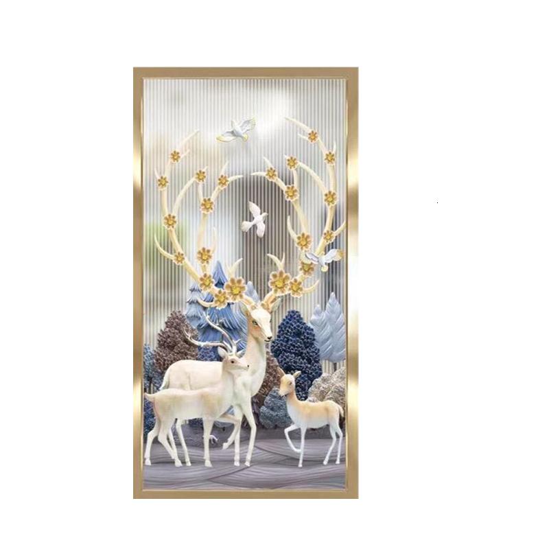 BONJEAN北欧入玄关玻璃屏风卧室隔断墙美式简易客厅艺术装饰现代发财鹿高清大图