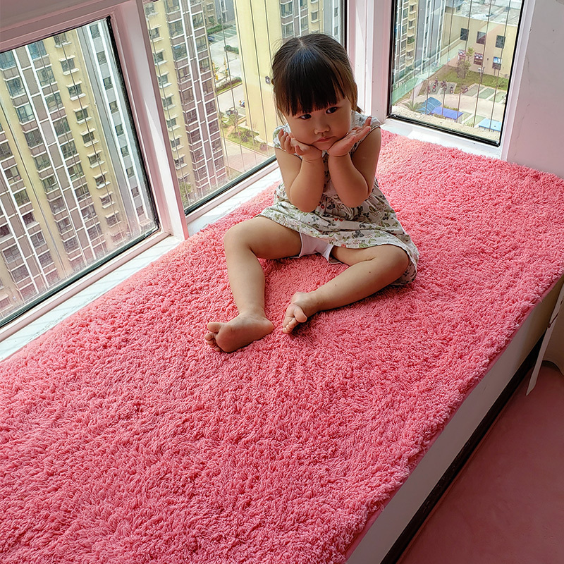 美帮汇定做加厚毛绒飘窗垫窗台垫卧室防滑榻榻米垫子网红床边地毯阳台垫 西瓜红 定制