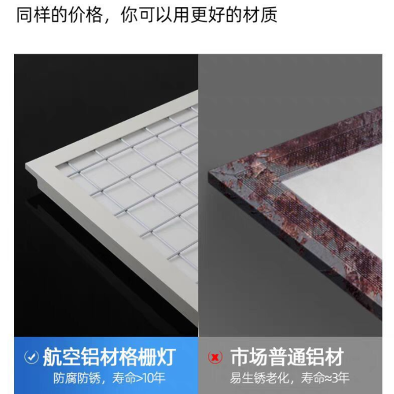 防爆灯led集成吊顶平板嵌入式工业仓库吸顶格栅灯超市医院走廊600x600mm-60瓦高清大图