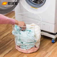 欧润哲(ORANGE) 白色大容量分类脏衣篮 带轮可移动衣服收纳筐 金属收纳层车 洗衣篓洗涤篮子收纳篮 600098