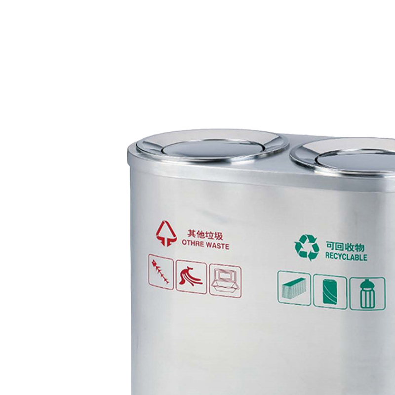 老房太太 820*420*760mm不锈钢摇盖双联垃圾桶 分类桶 A21/个高清大图