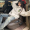 NEW LAKE纯棉美式复古hiphop连帽卫衣女2024新款小众慵懒风帽衫外套